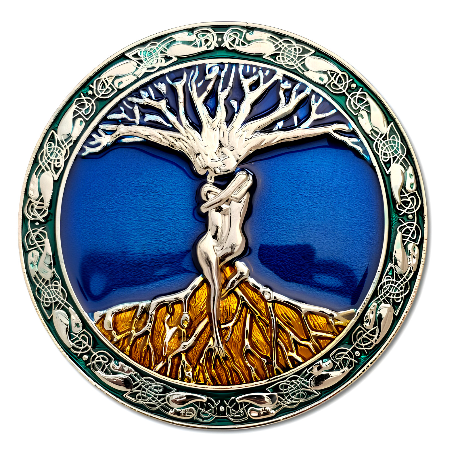 Belt Buckle Tree of Life Enamel Odin&rsquo;s Askr Embla 80mm Wide Norse Viking Buckle