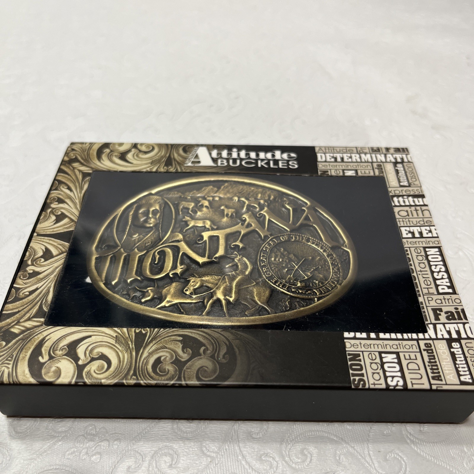 Montana Silversmiths Attitude Buckles Montana State New Unopened Box 1.5 in Belt