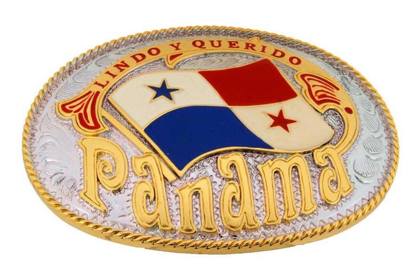 2 PCS Lindo Y Querido Panama Country Flag Belt Buckles Central Panamanians Rodeo
