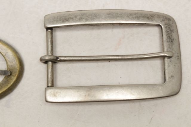 Lot of 9 Assorted Belt Buckles 1.5” Silvertone Studs Chrome Brass Leather Craft
