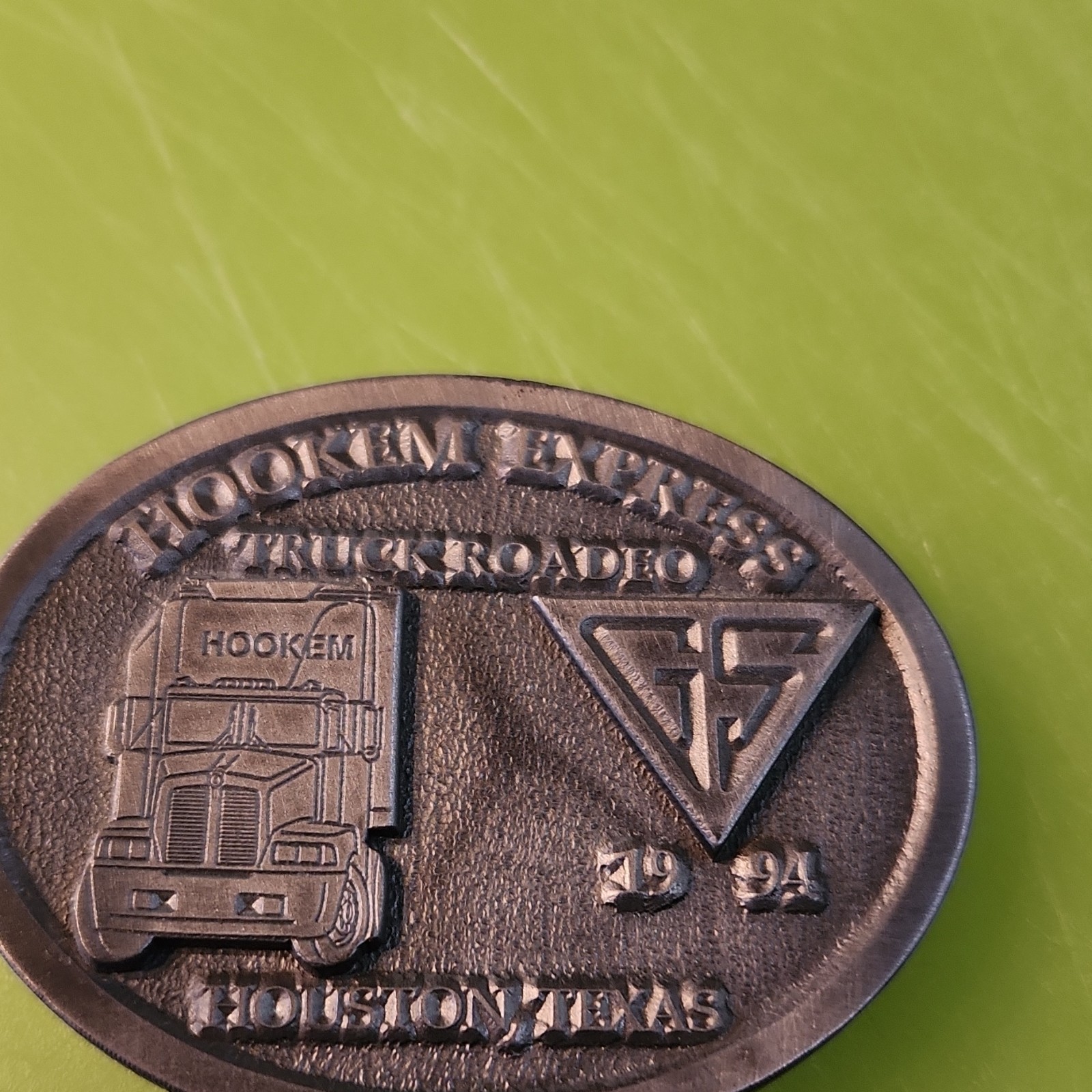 Stotts & Co. Hookem Events Truck Rodeo Houston TX 1994 Oval Belt Buckle