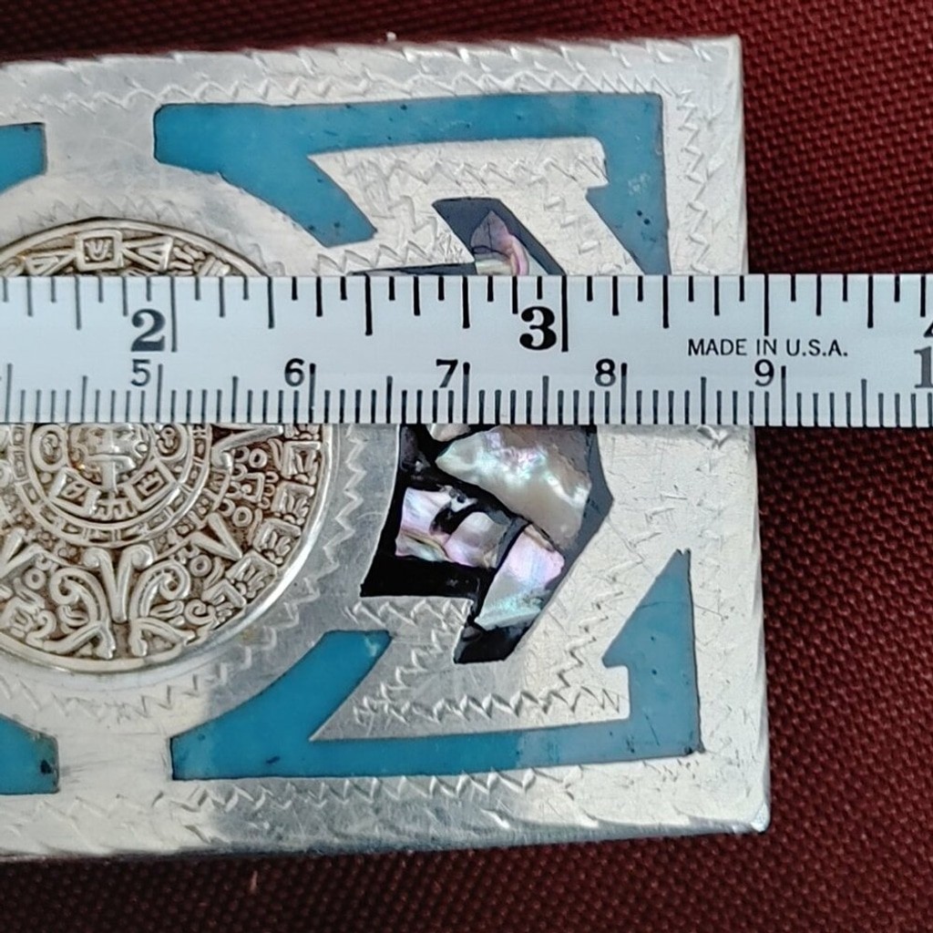 Vintage Aztec Mayan Calendar Sun Dial Belt Buckle
