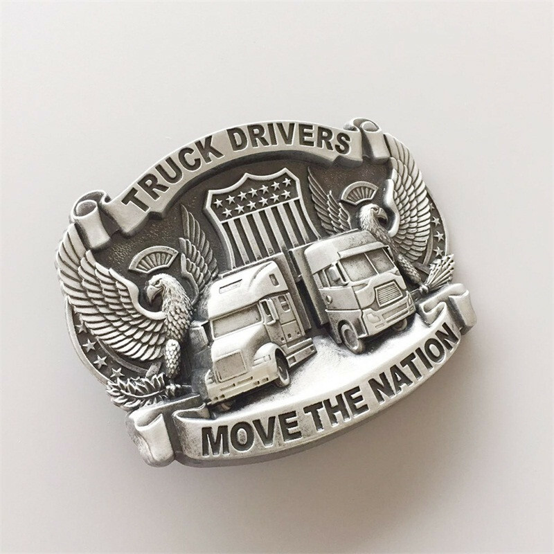 Antique Silver Truck Driver Belt Buckle Gurtelschnalle also Stock in US