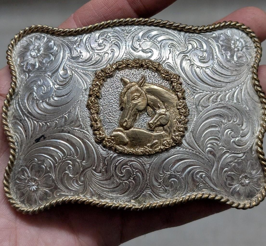 vintage SILVERSMITH COLLECTION belt buckle HORSE equestrian WESTERN cowboy