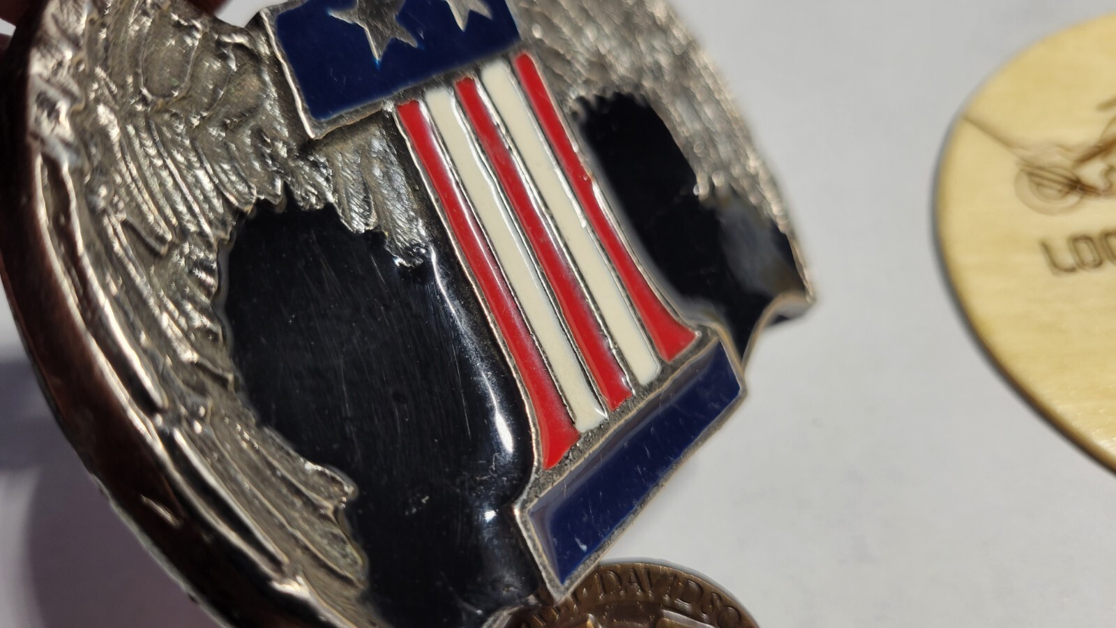 Vintage Harley Davidson #1 Wing Belt Buckle Panhead Pin Brass AMF Chopper Vest