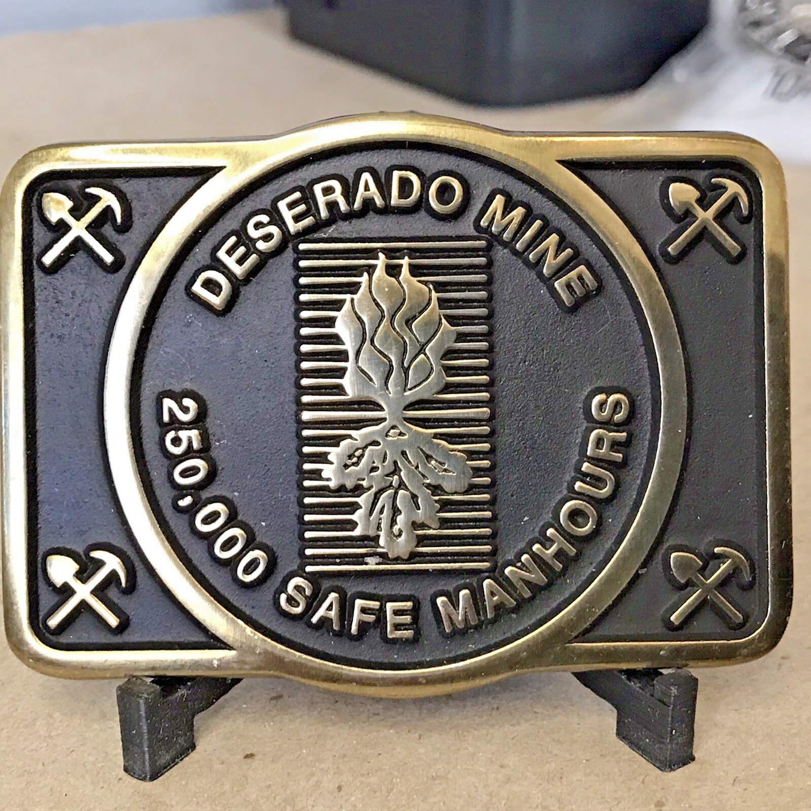 Anacortes Brass Works Deserado Mine Belt Buckle Square Brass Handmade Limited ED