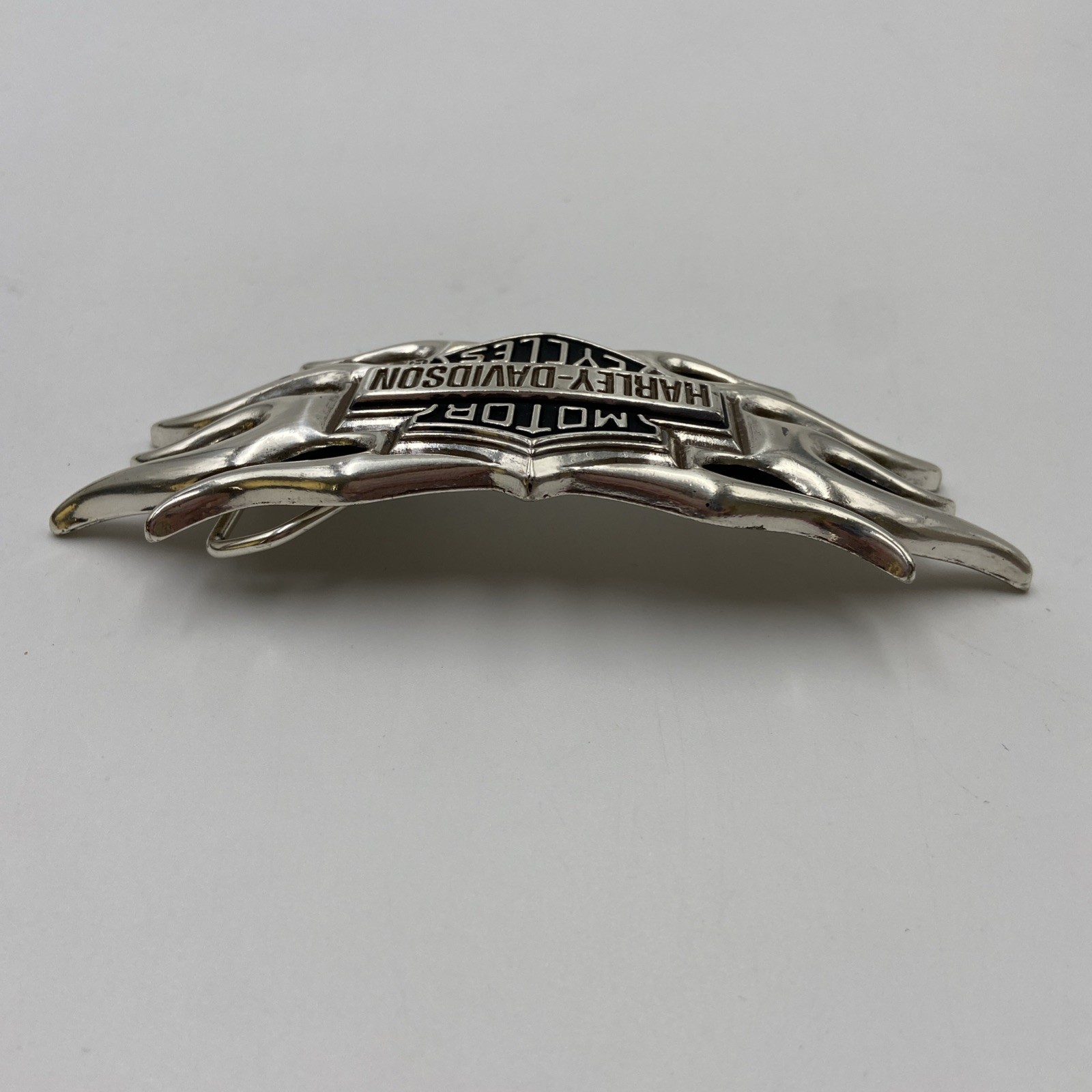 Vintage Y2K Belt Buckle HARLEY DAVIDSON Motorcycle Flames Chrome Metal Western
