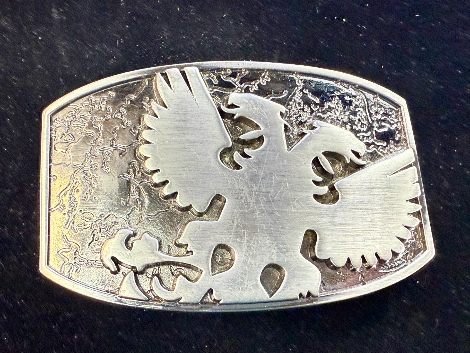 Eagle Phoenix Bird Spreading Wings Multi Layer Silver Color Belt Buckle