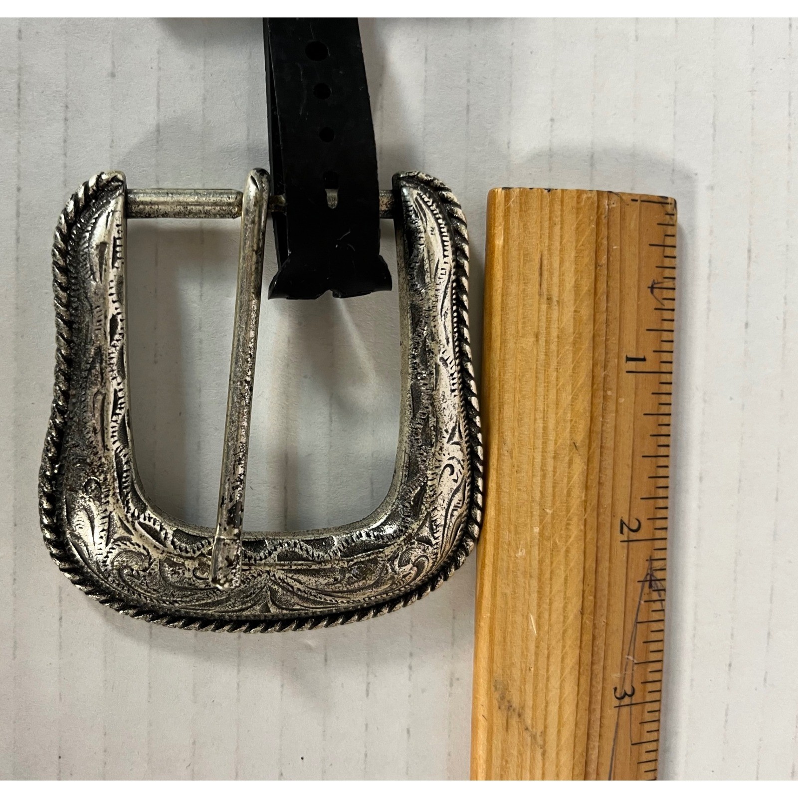 Unbranded Belt Buckle Unisex OS Silver Western Engraved Rope Edge