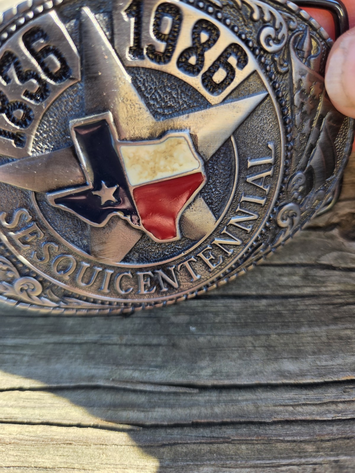 Vintage TL&B Brass Texas Sesquicentennial 1836-1986 Metal Belt Numbered 1508