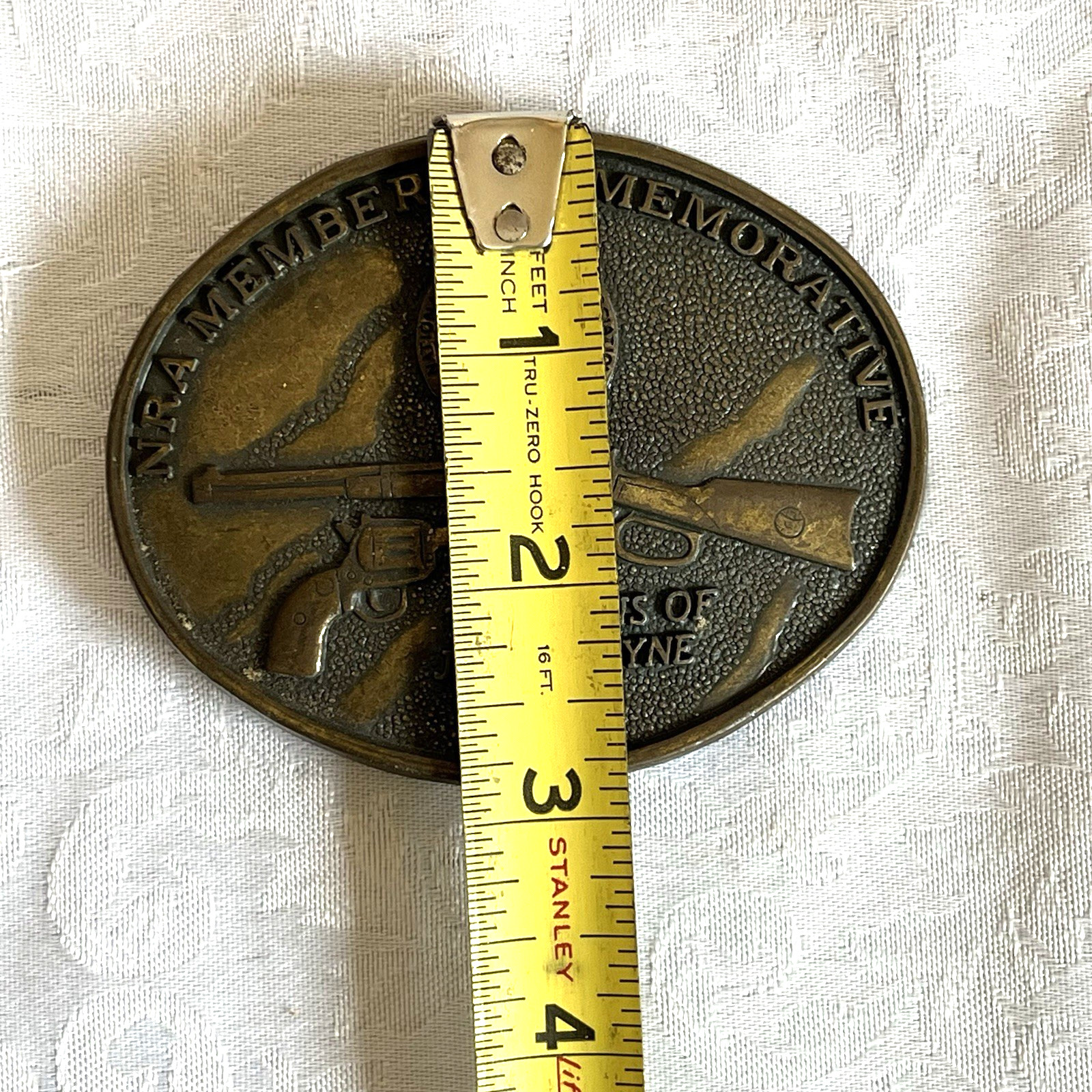 Vintage NRA Member Commemorative Belt Buckle Guns of John Wayne Bronze Tone