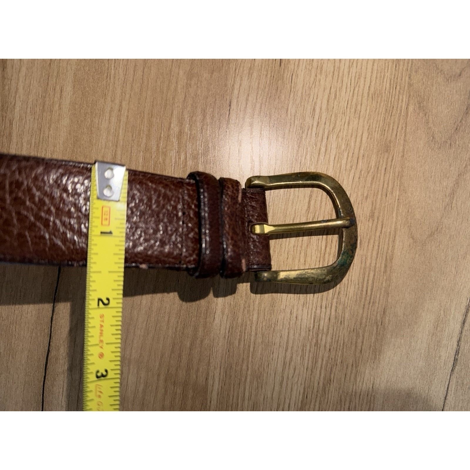 COACH Water Buffalo Leather Belt 30 Brown Gold Brass Buckle USA 8800 Vtg 34.5&Prime;