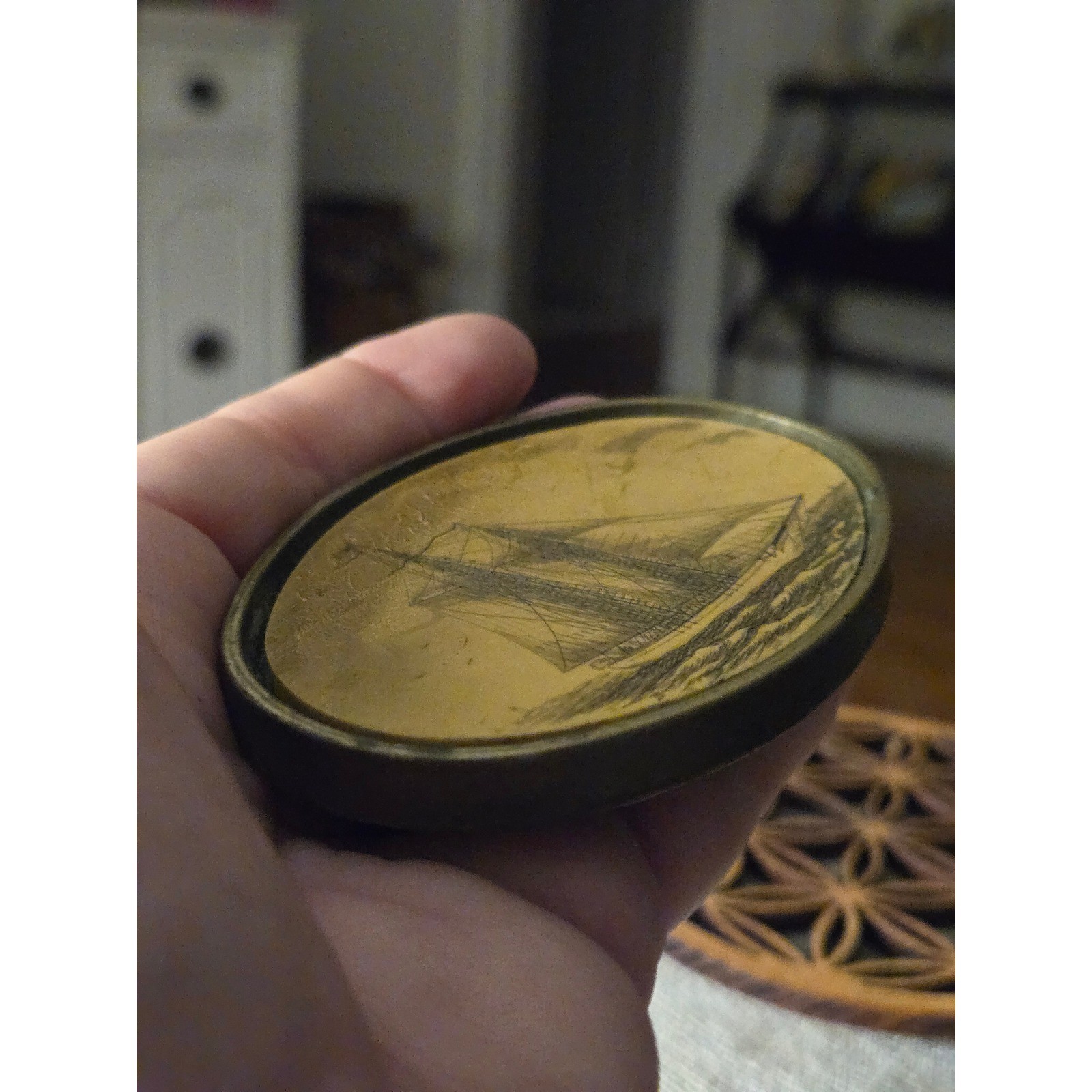 Galleon Schooners Clipper Sailing Ship Drawing Solid Brass 1978 BTS Belt Buckle