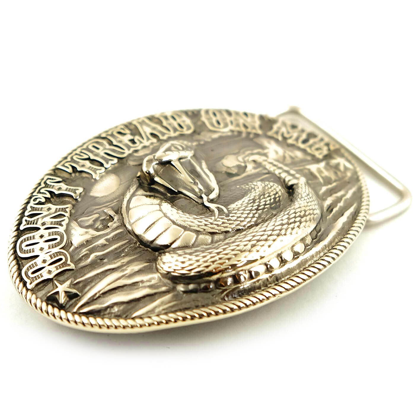 Don&rsquo;t Tread on Me german silver belt buckle, Historical American flag buckle