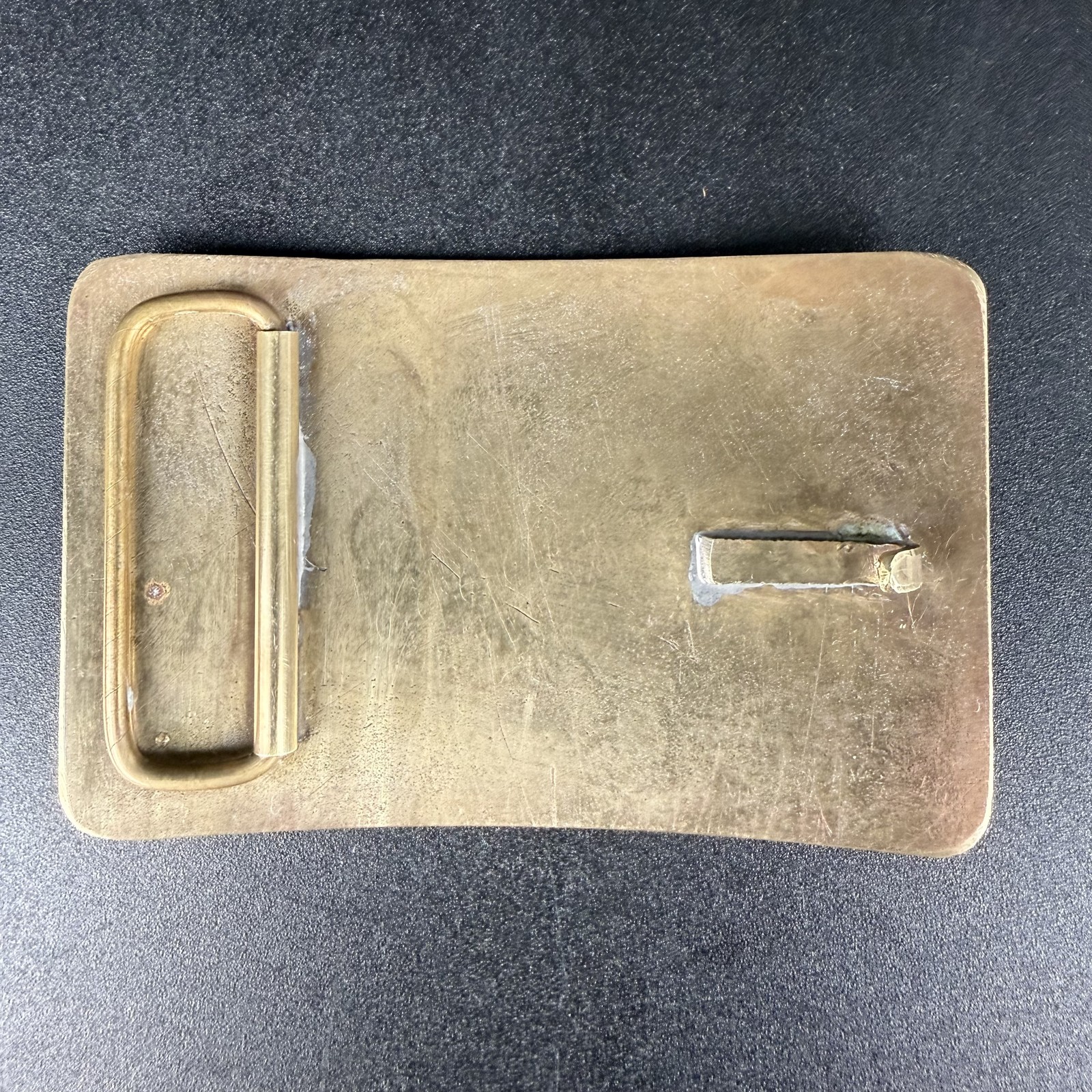Vtg Remington Brass Belt Buckle Western Cowboy Ruins Girl Cat Etched Signed