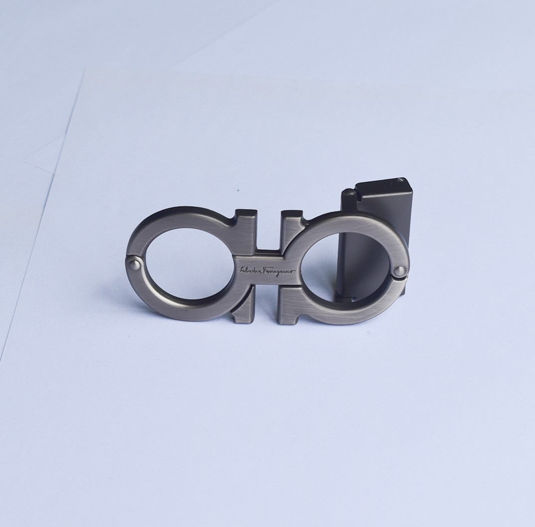 Salvatore Ferragamo gunmetal grey Gancini Belt Buckle for 34-35mm leather belt