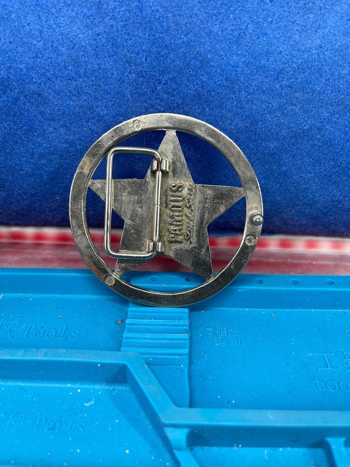 Famous Stars and Straps Belt Buckle Five Point Star Chrome Silver VINTAGE