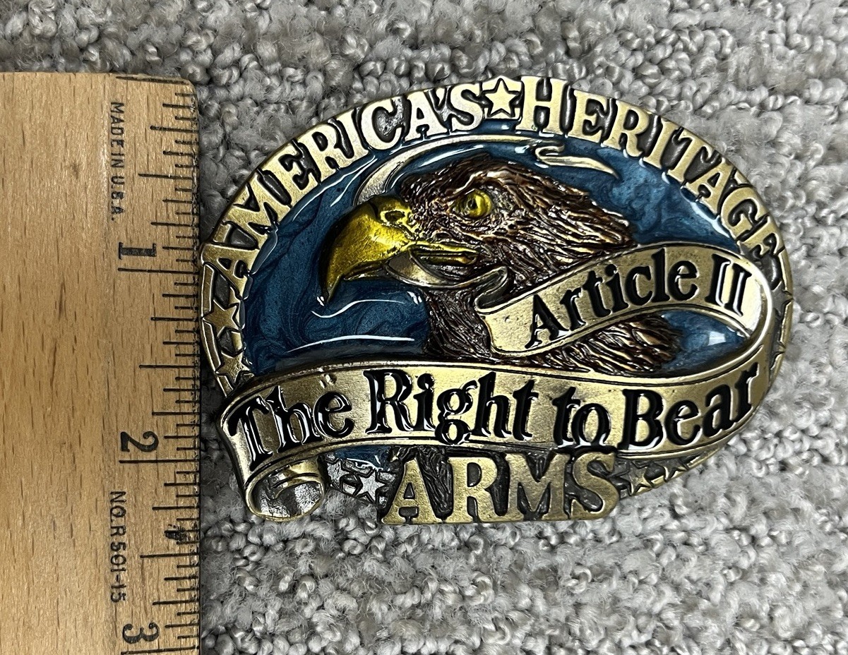 VTG Americas Heritage The Right To Bear Arms Belt Buckle Great American Co 1980s