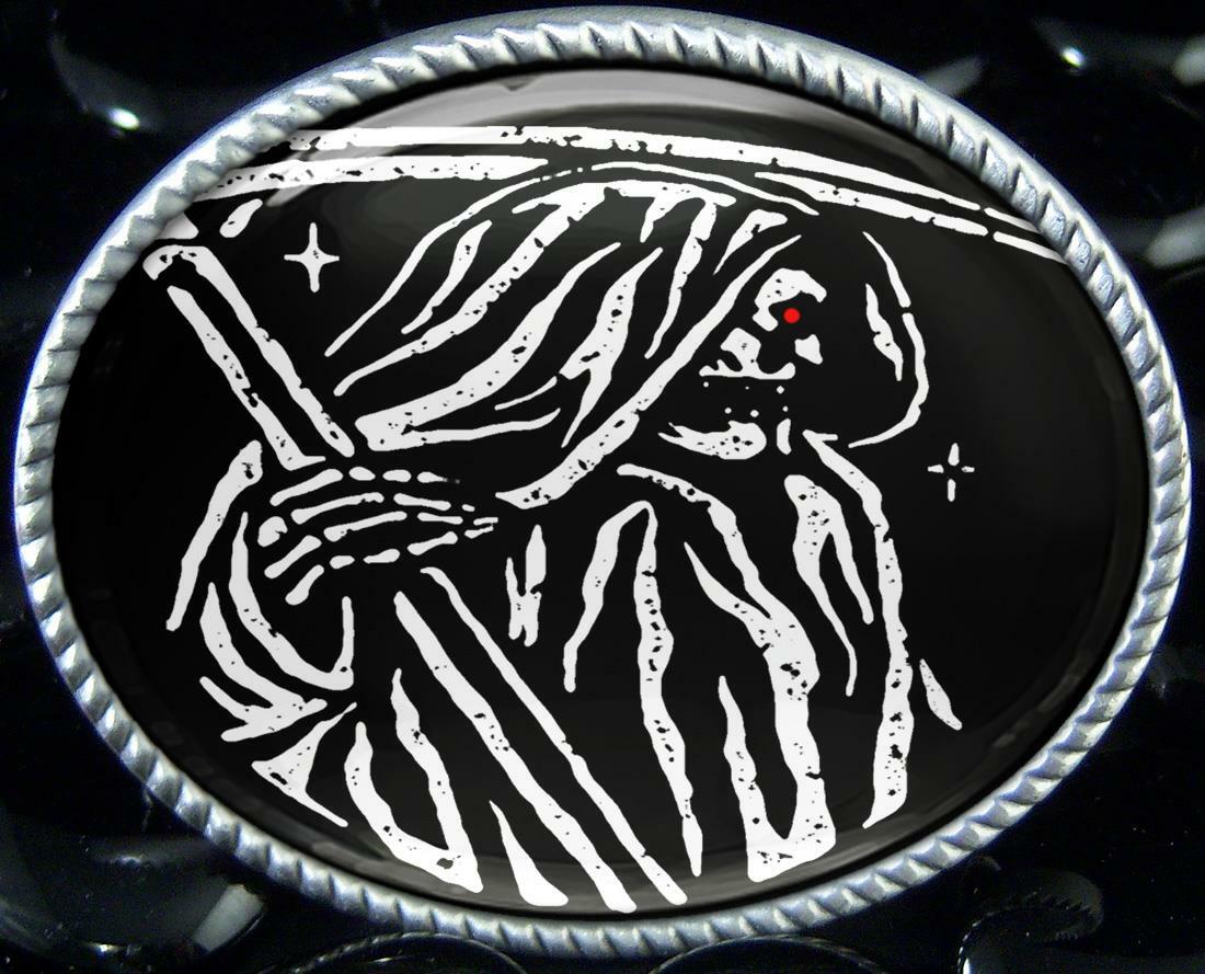 Grim Reaper Gothic Death Skeleton Handmade Oval Belt Buckle – 427