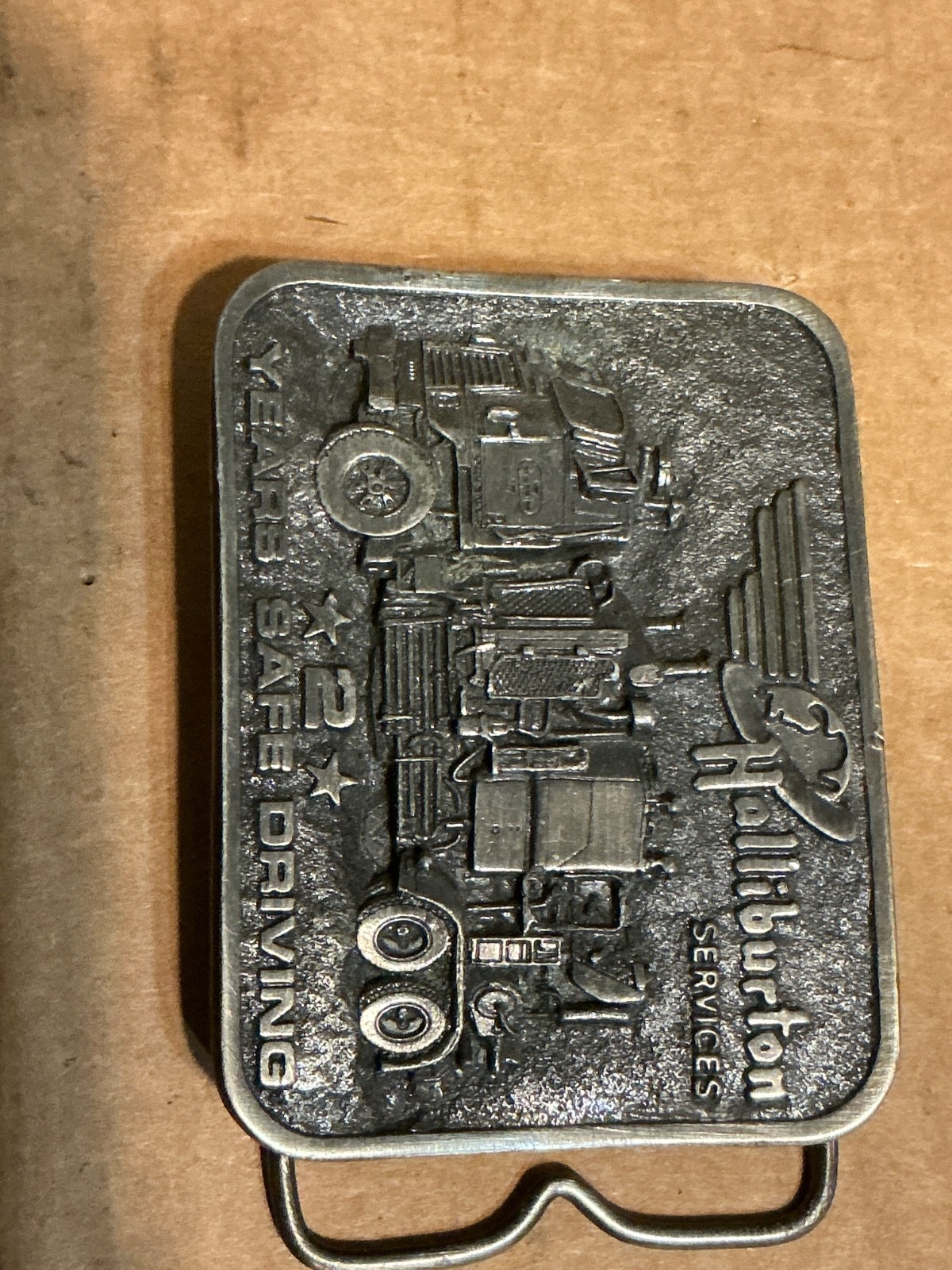Used Metal Alloy Halliburton 2 Years Safe Driving Belt Buckle
