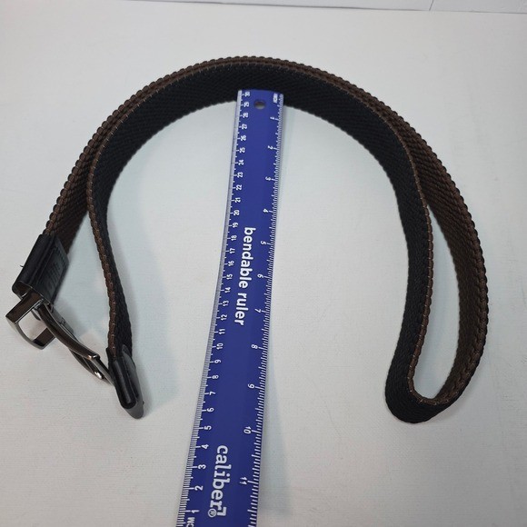 Tommy Bahama Reversible Belt Mens LXL Brown Black Canvas Leather Trim Buckle