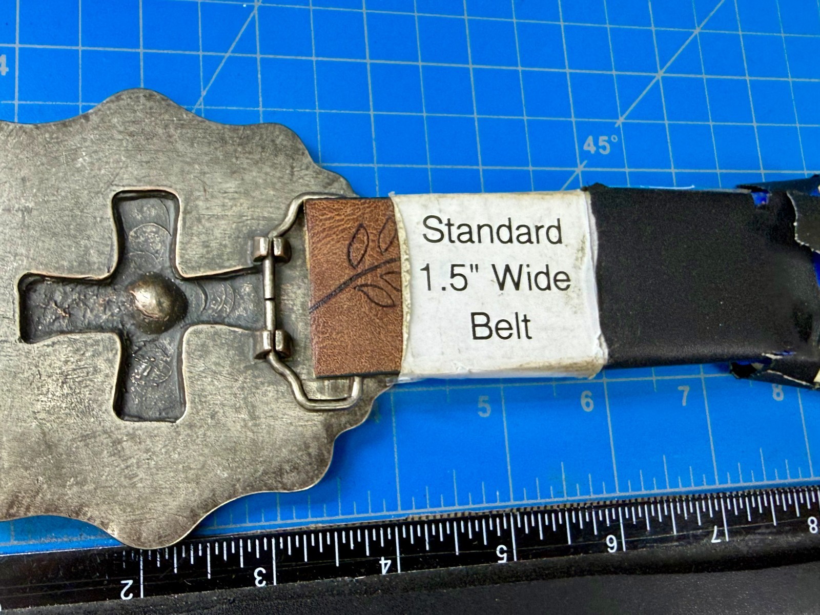 Iron Cross with Rhinestone Religious Gothic Punk Black Silver Color Belt Buckle