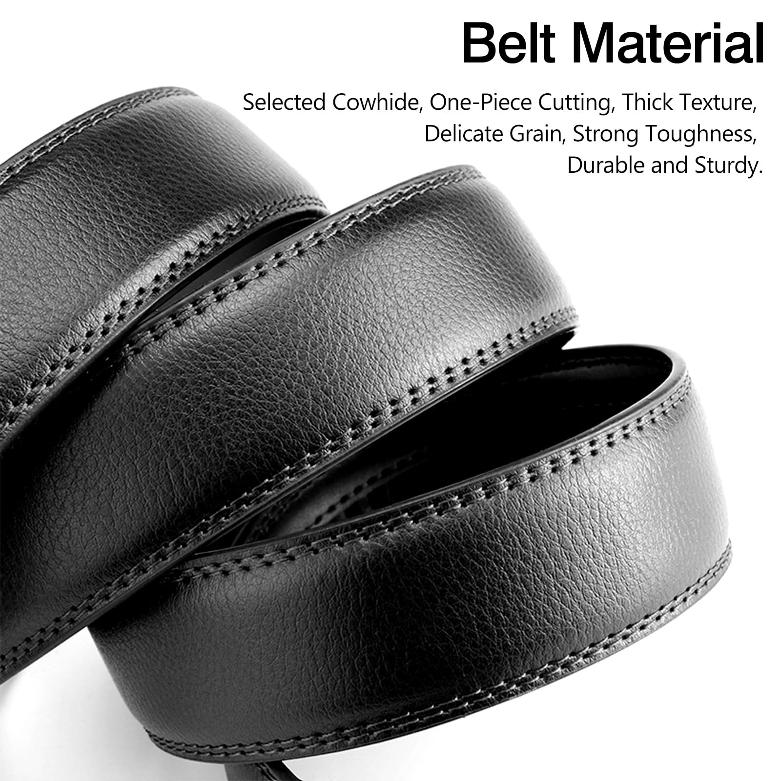 Tienyuu Men&rsquo;s Leather Dress Belt – Ratchet with Comfort One Size, Black