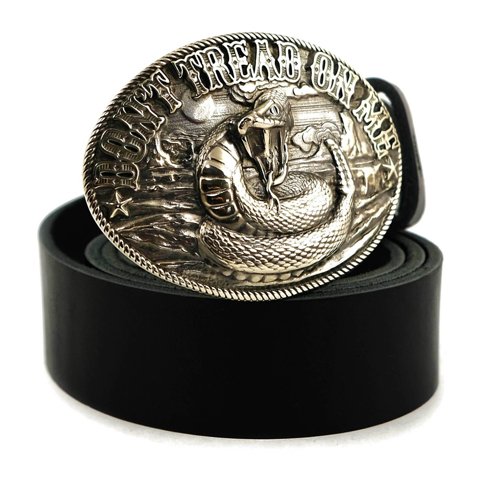 Don&rsquo;t Tread on Me german silver belt buckle, Historical American flag buckle