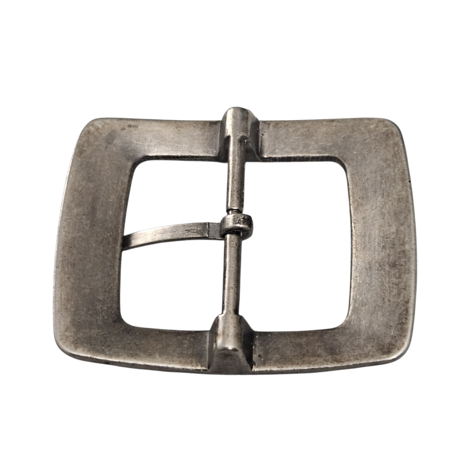 Vintage Hammered Silver Tone Belt Buckle Rectangular Scalloped Edge 2.75&Prime;