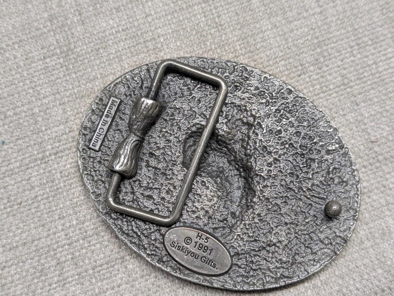 vintage RODEO belt buckle BUCKIN BRONCO cowboy WESTERN pewter brass