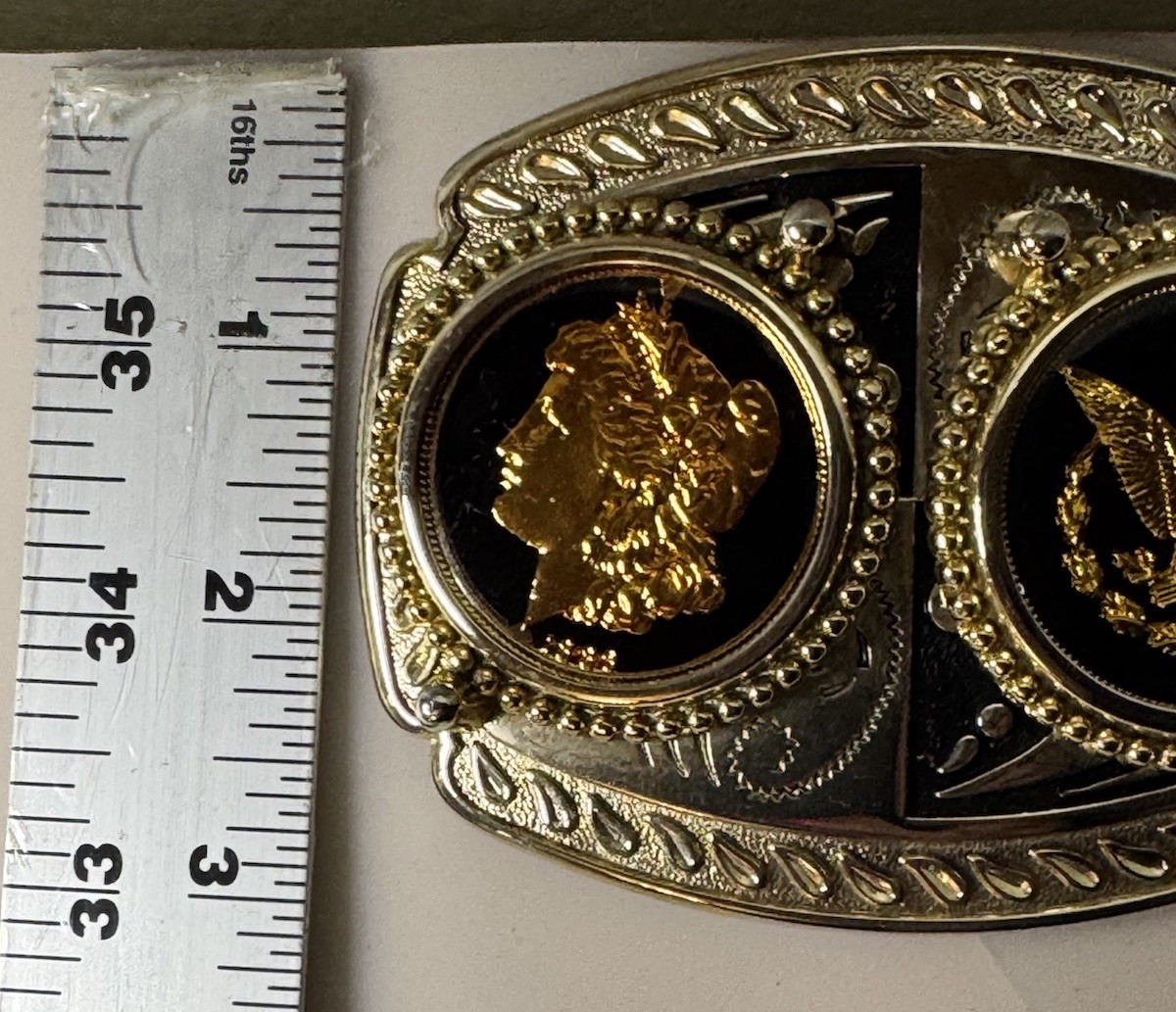 24k GOLD PLATED VINTAGE BELT BUCKLE RARE
