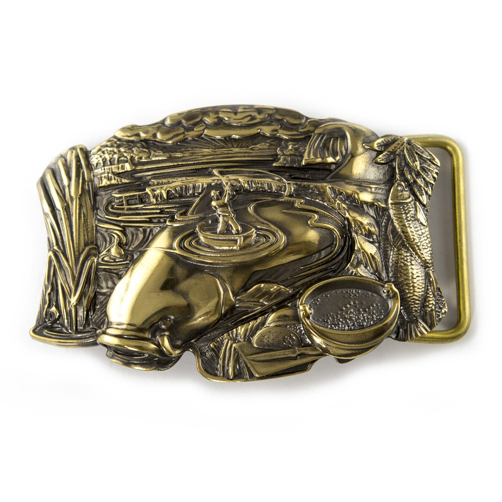 Brass belt buckle Catfish, fisherman belt buckle, fisherman gift, hunting