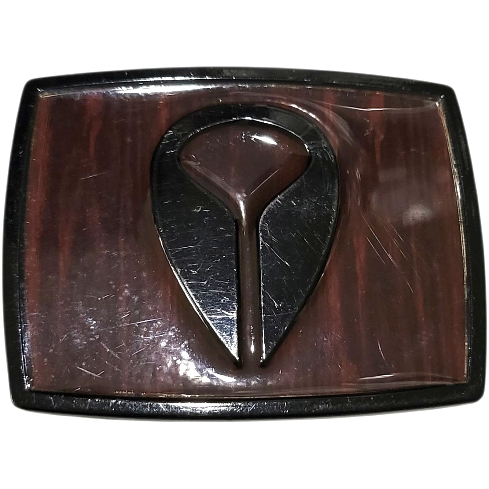 NIXON Mens Metal Faux Dark Wood Grain Black Logo Belt Buckle size Medium RARE!!