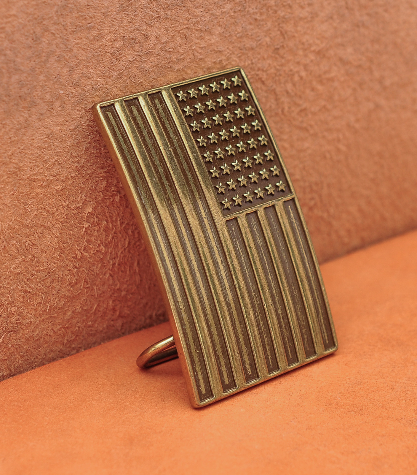 Antique Brass U.S.A. American Flag Metal leather Belt Buckle Fit 40mm Strap