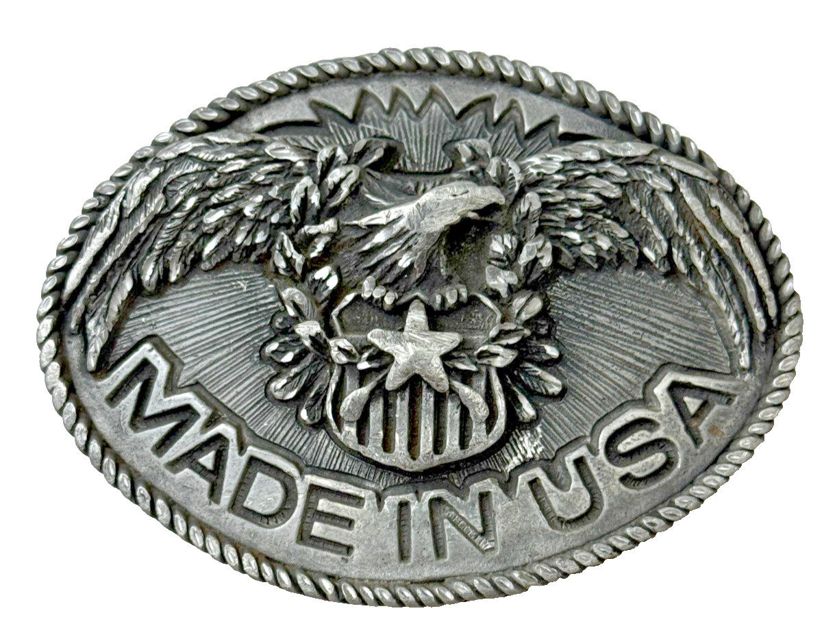 Vintage 1995 EGE Soaring Bald Eagle Silver Belt Buckle Made in USA Rockabilly 3D