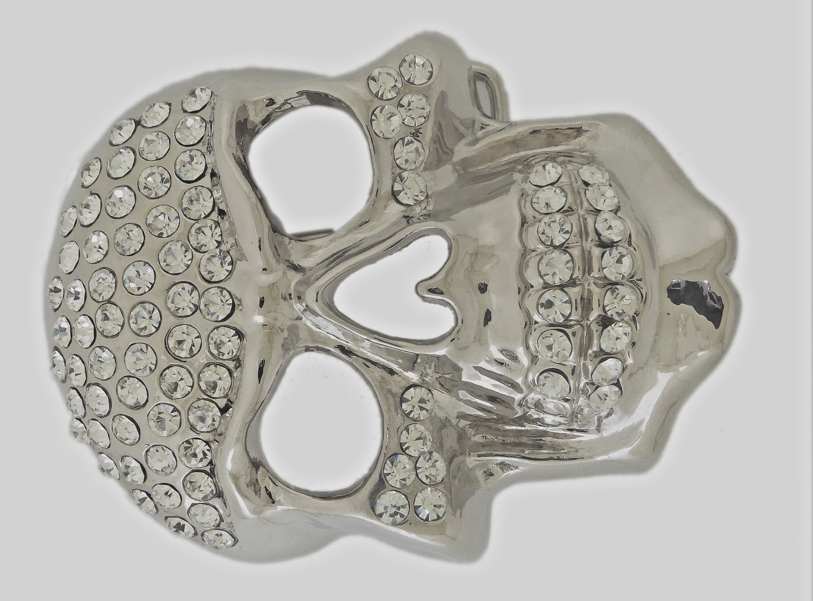Skull Belt Buckles New Men Women Iced Style Silver Metal Bling Rhinestones Rebel