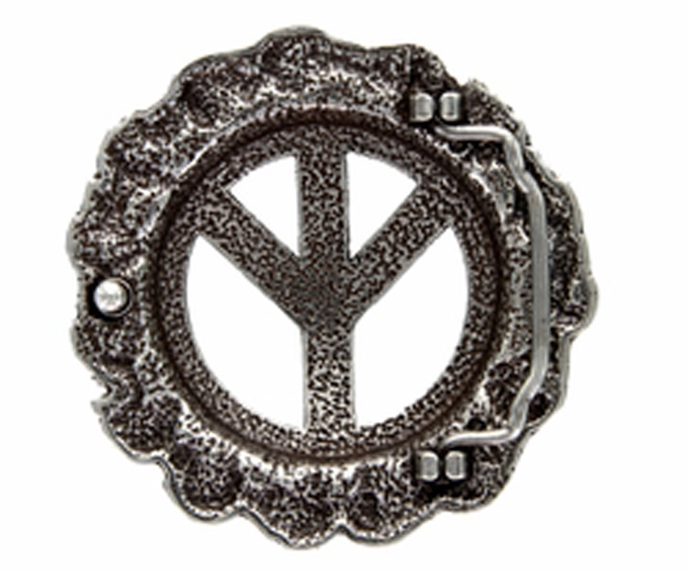 Antique Peace Sign Skull Belt Buckle Cool Buckle fit&rsquo;s up to 1-1/2&Prime; (38mm) Belt