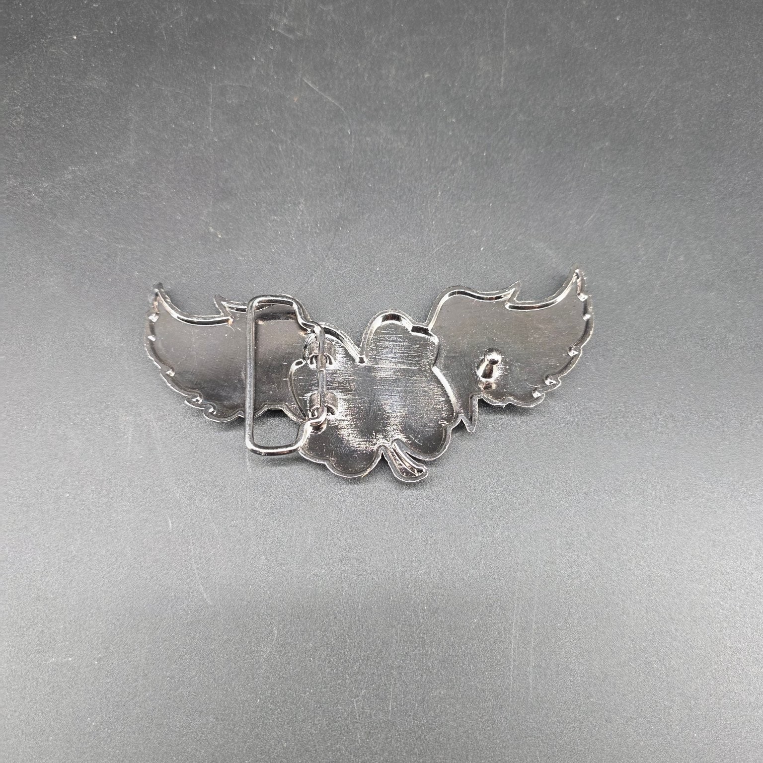 Irish Shamrock Wings Belt Buckle Silver Green Enamel 3.75&Prime; Wide Celtic