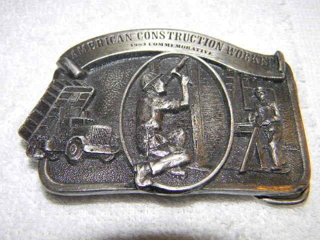 American Construction Worker belt buckle-1983 Lim. Ed.-Arroyo Grande Buckle Co.