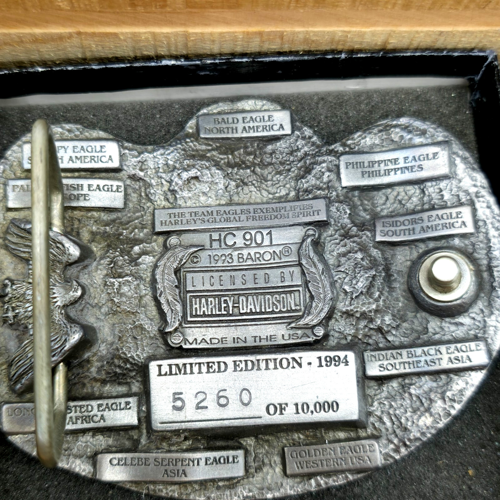 Harley-Davidson 1994 Pewter Commemorative Eagle Buckle Set by Baron