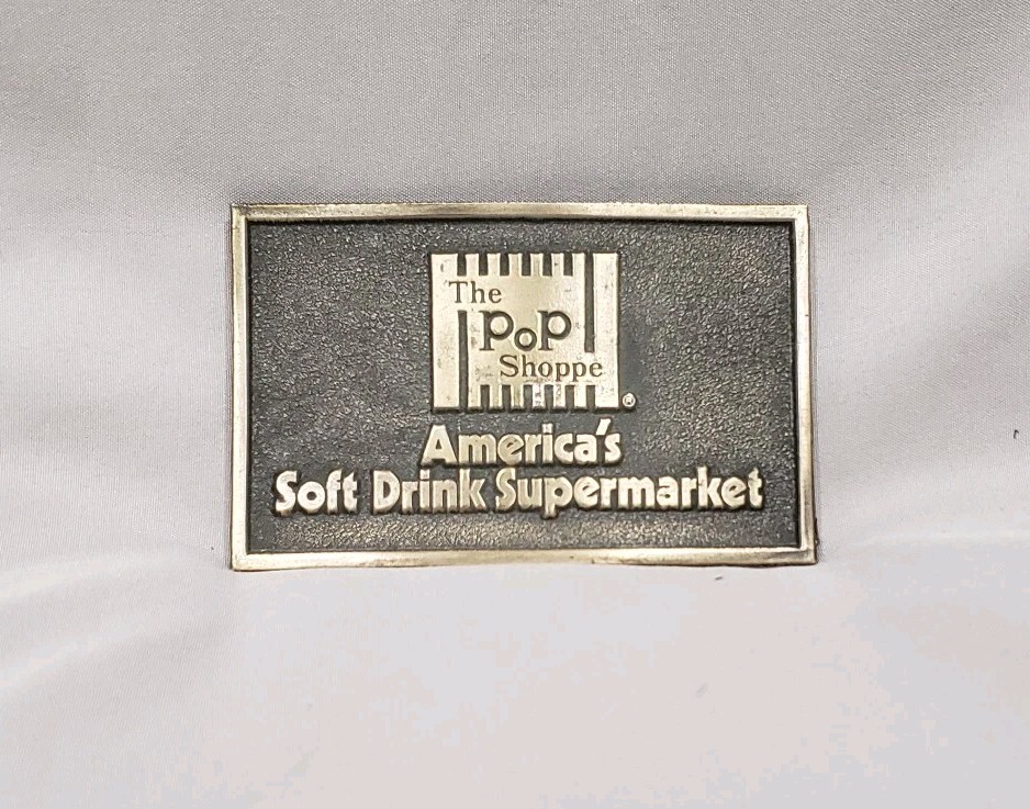 The Pop Shoppe America&rsquo;s Soft Drink Supermarket Belt Buckle Denver CO 1970s