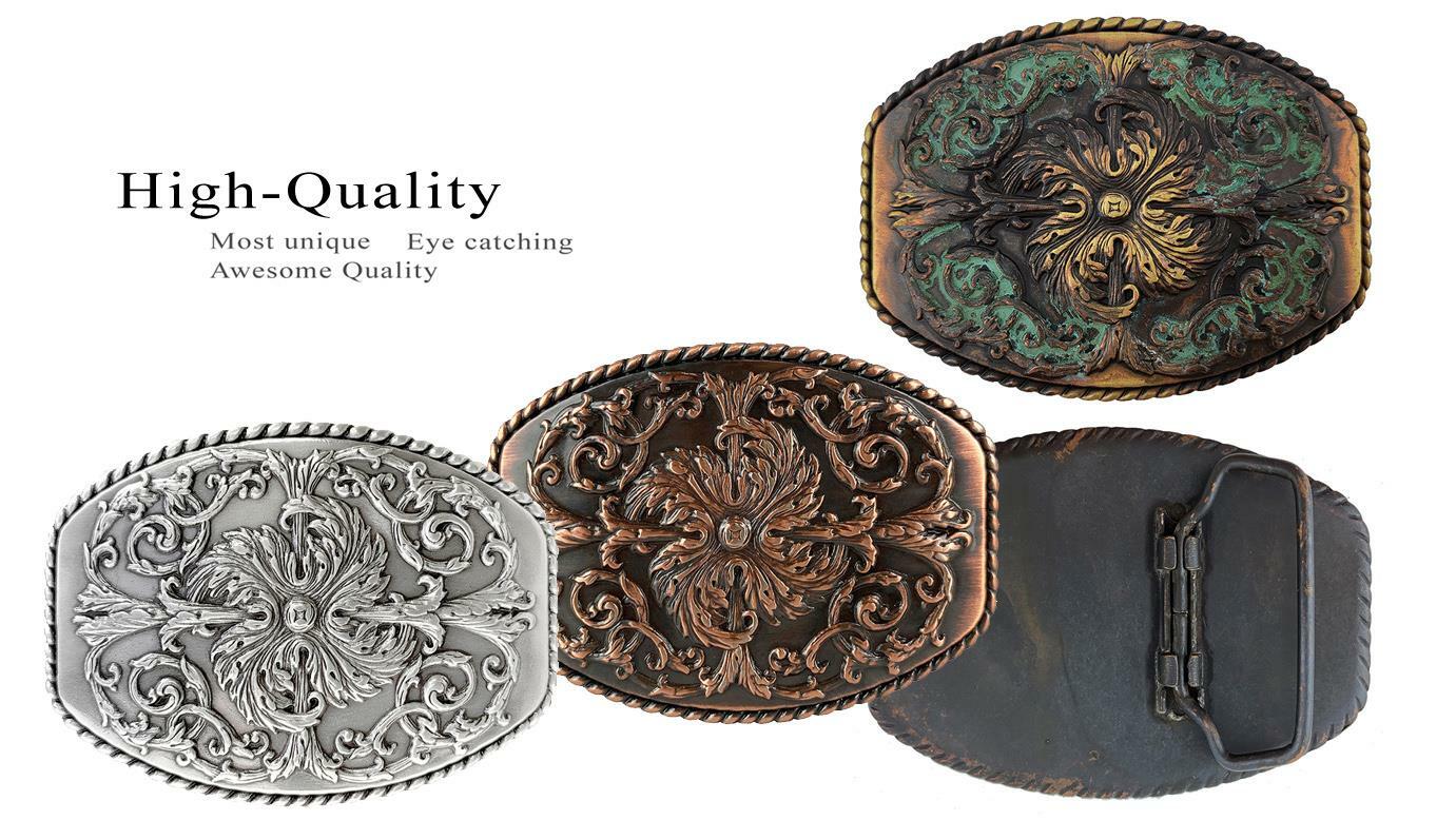 Western Antique Floral Engraved Ornate Belt Buckle Fits 1-1/2&Prime; Belt