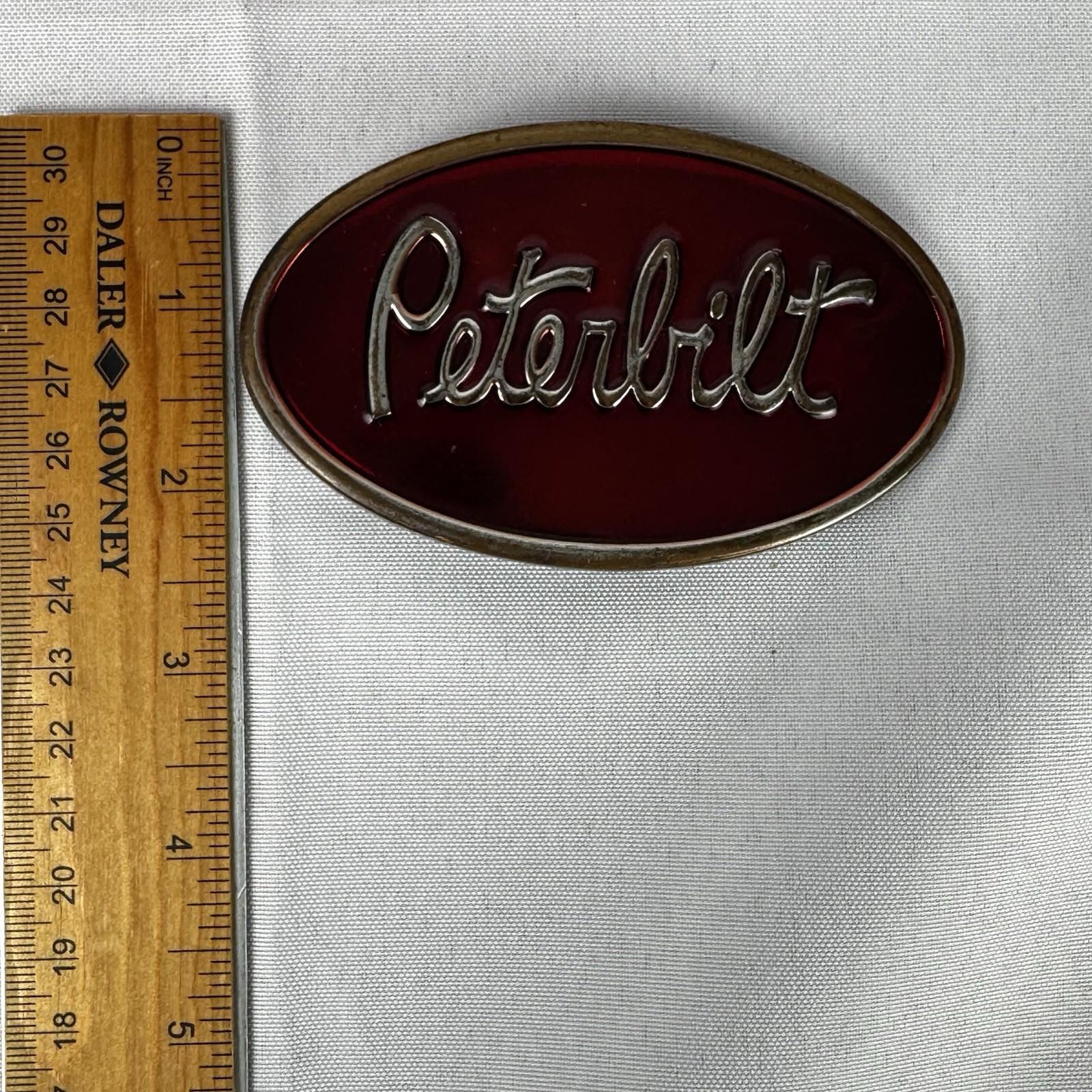 Peterbilt Classic Red Logo Enamel Metal Belt Buckle