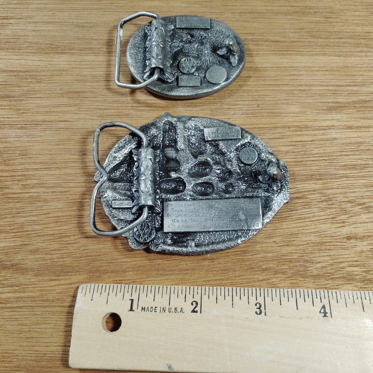 TWO Vintage Bergamot Brass Works Sailing Ship Belt Buckle Kipling 1980&rsquo;s USA