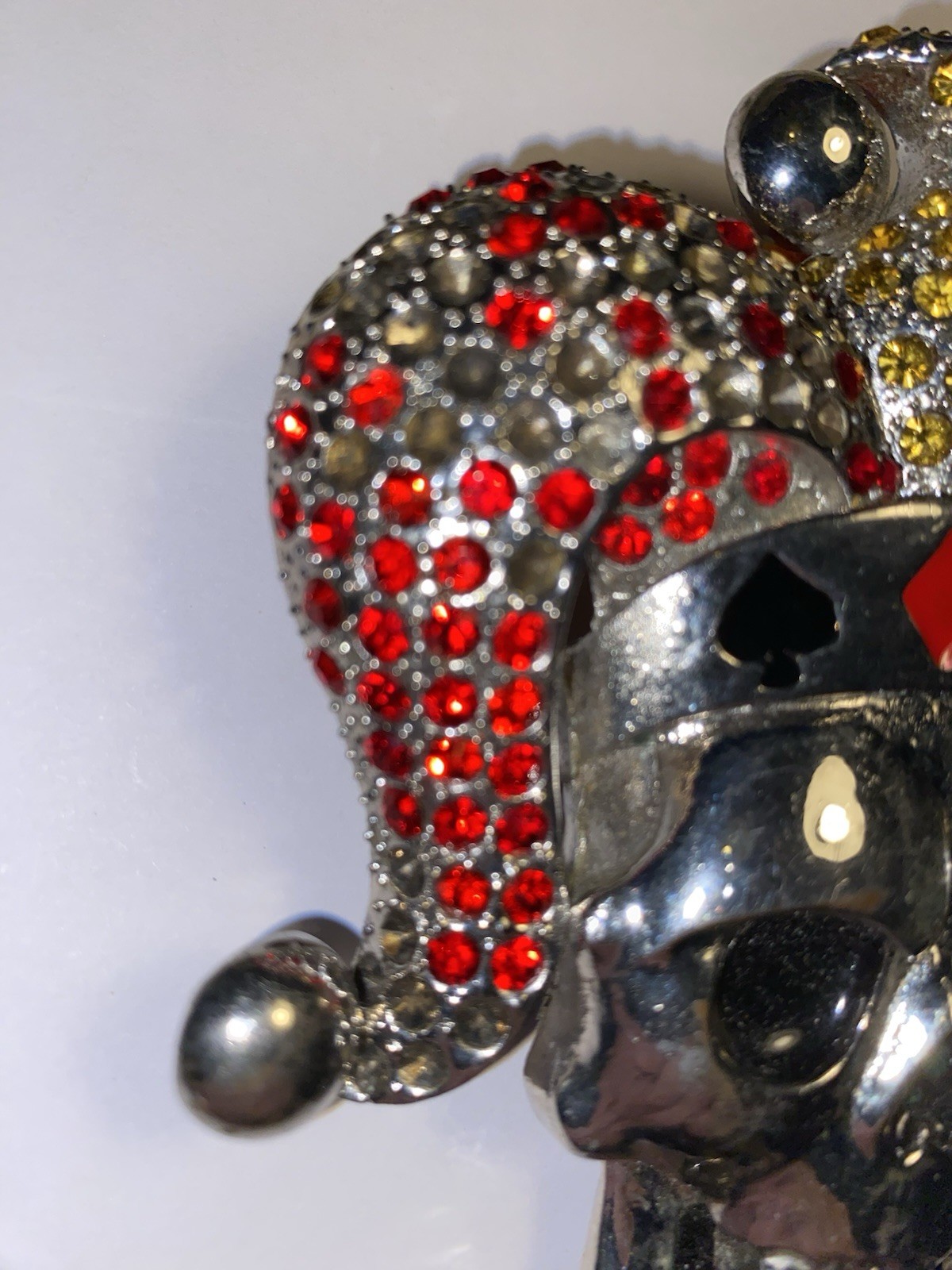 Iced Bling Skull Jester Belt Buckle Rhinestone Encrusted Jester Hat By FL&B.