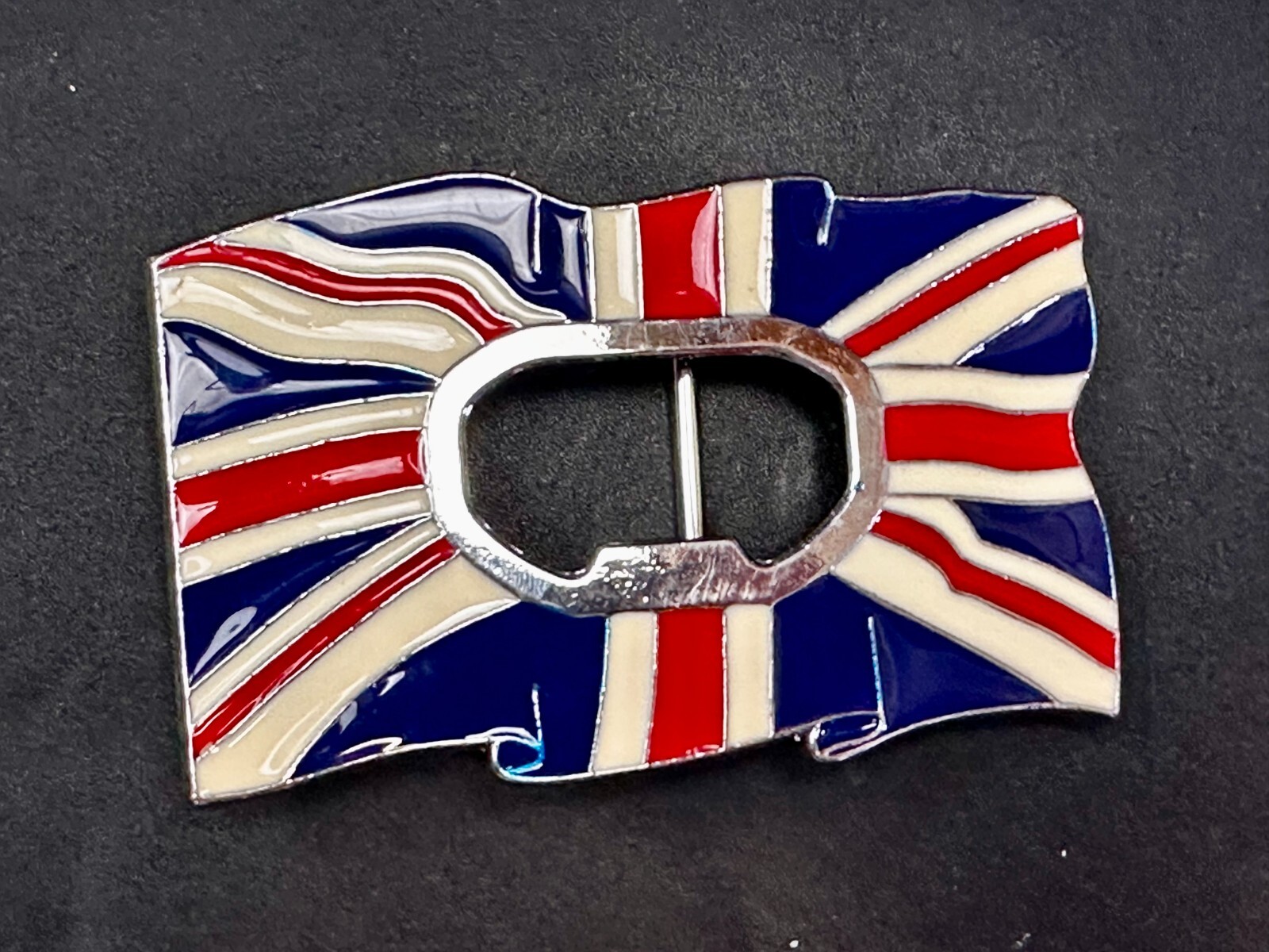 British UK Flag Union Jack Enameled Silver Tone Belt Buckle with Bottle Opener