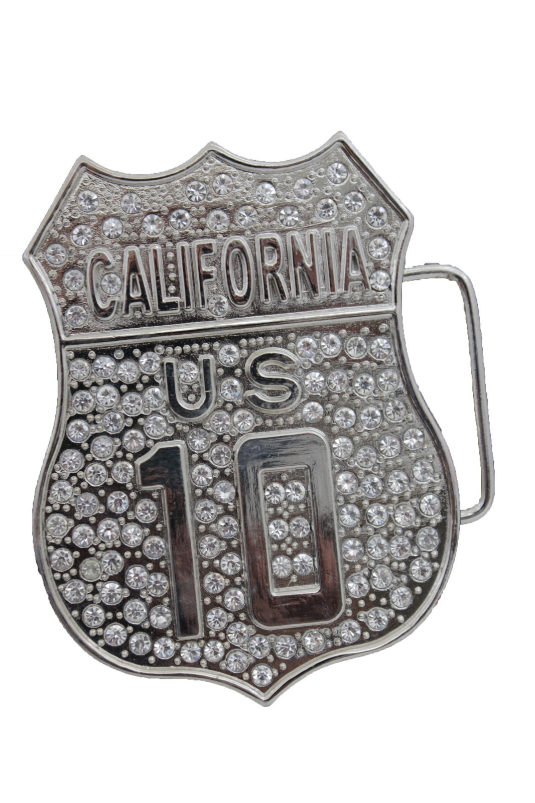 Men Silver Metal Motorcycle Fashion Belt Buckle California State US 10 Freeway