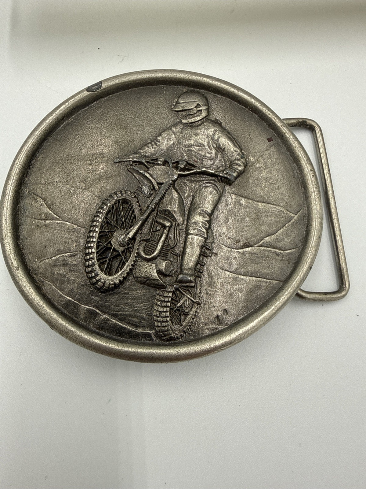 1976 Indiana Metal Craft Dirt Bike Motocross Motorcycle Racer Belt Buckle