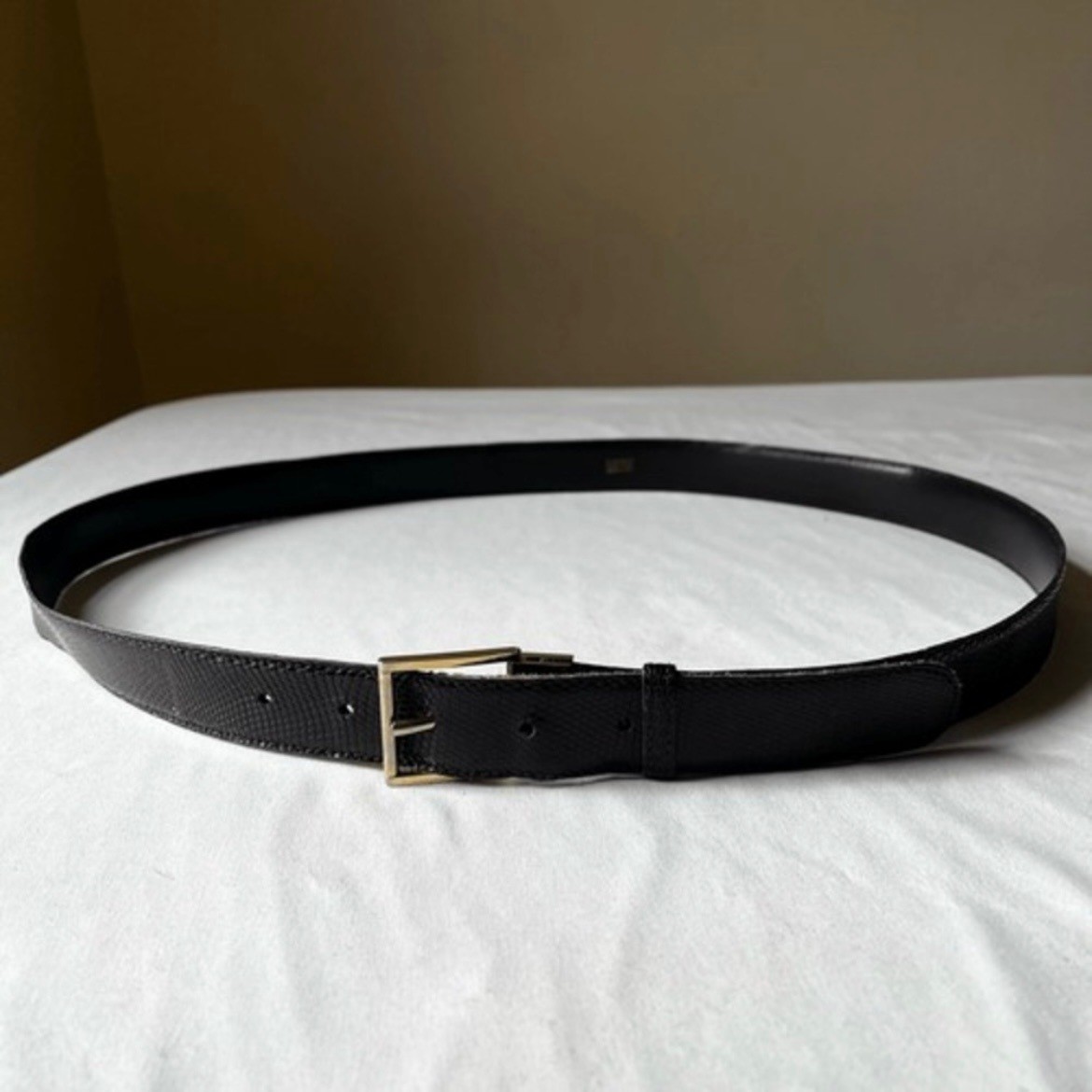Vintage Barneys New York Lizard Skin Belt Gold Buckle Italy Mens Size L