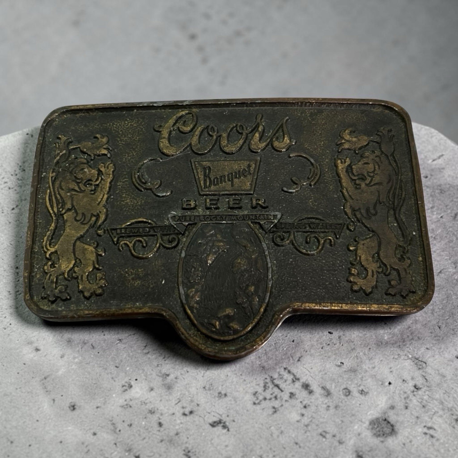 Vintage Coors Banquet Beer Belt Buckle Bottle Opener Made In USA 3.5” X 2.5”
